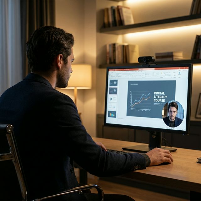 Educator presenting course