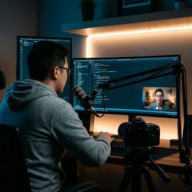 Creator with dual monitors